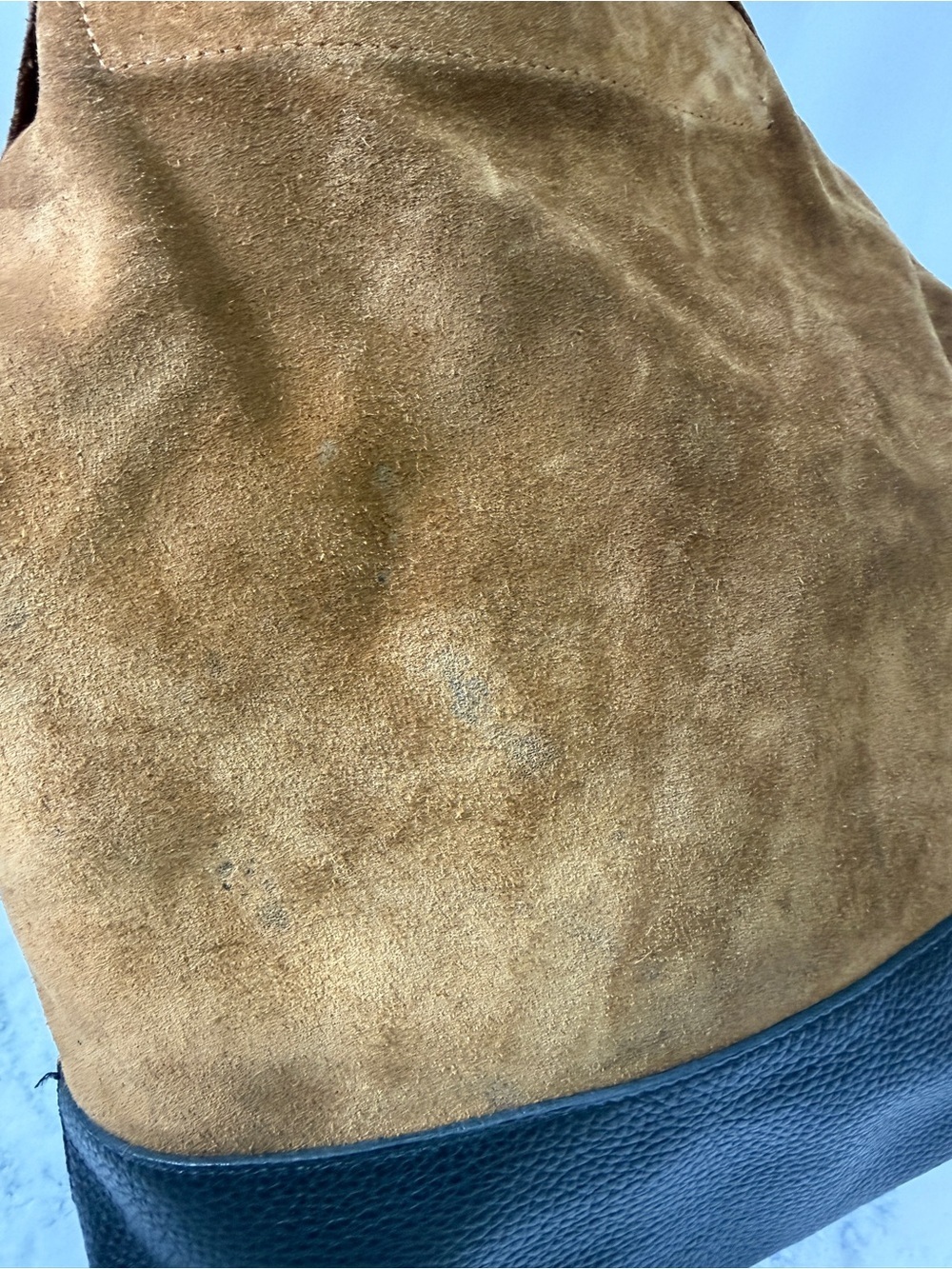 Sundance brown black suede leather boho slouchy shoulder crossbody bag tote - Picture 8 of 12